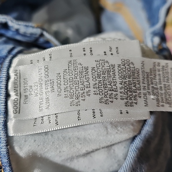 Good American Raw Hem Skinny High Waist Blue Jeans Size 00-4 - Picture 4 of 5